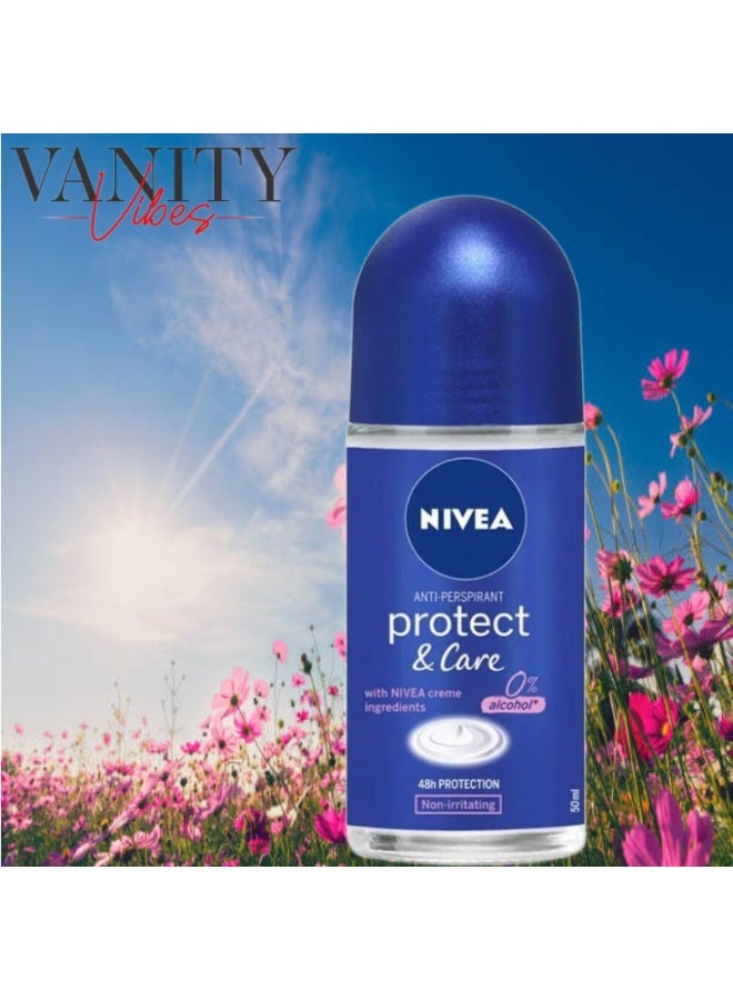Nivea Protect & Care 48H Roll-On Antiperspirant Deodorant 50 ml - Image 2